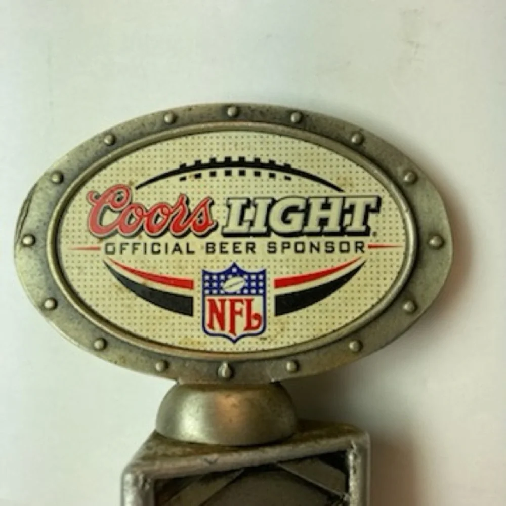 VTG Coor's Light Official Beer NFL Stamped Metal Grid Beer Tap Handle 12
